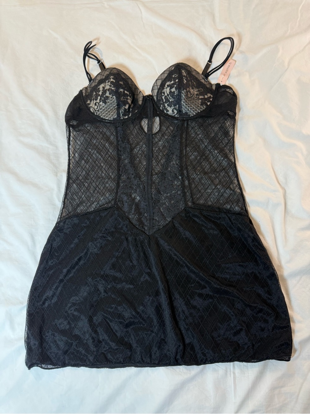 sophie b. Black Lace Bustier Chemise